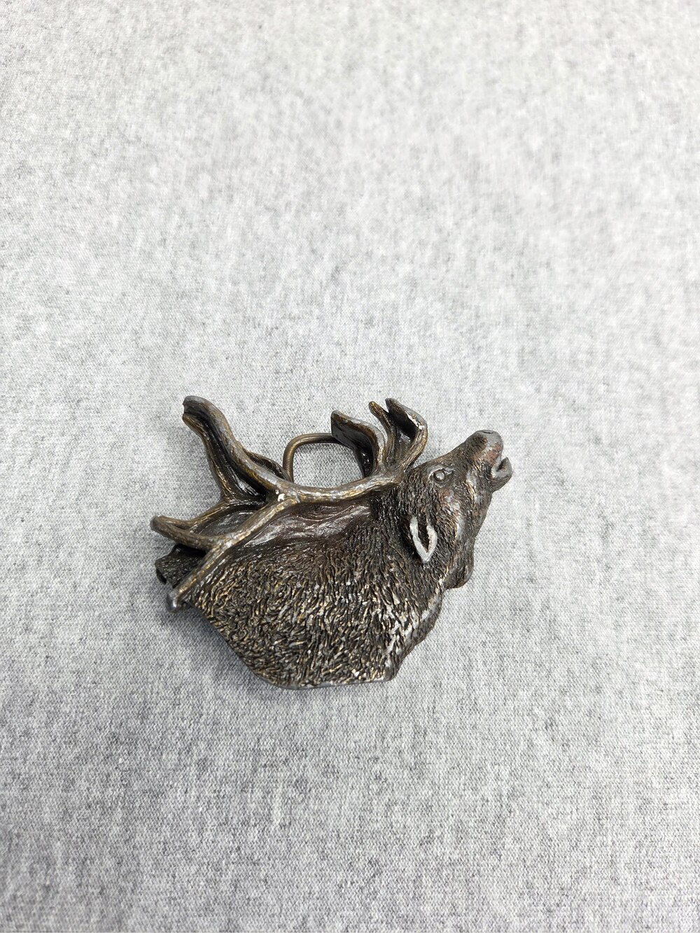 Bergamot Brass Works Elk Belt Buckle 1980 Bugling Elk 3D Wildlife W-145